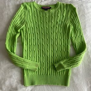 Vineyard Vines bright green crew neck cotton sweater, size small, euc